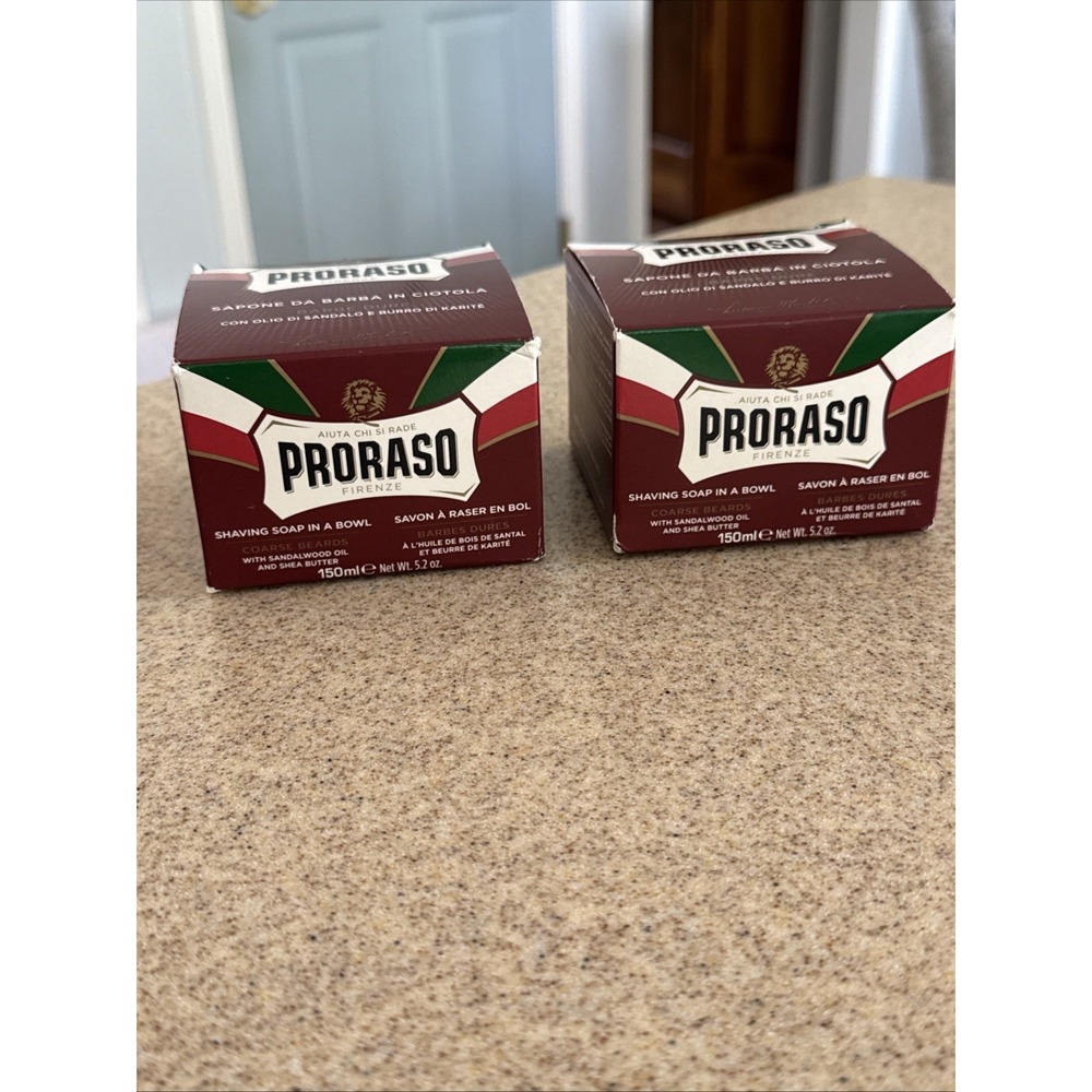 *2-Pack* Proraso 5.2oz Shaving Soap In A Bowl Moisture and Nourishing Red 400116